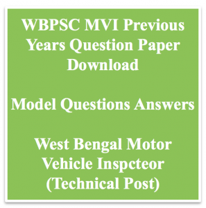 wbpsc mvi previous years question paper download solved old set model mcq questions answers west bengal public service commission motor vehicle inspector mechanical automobile engineering