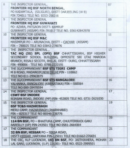 BSF HC RM RO Exam Center list written test 