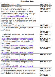 dantan 2 govt college admission schedule 2019