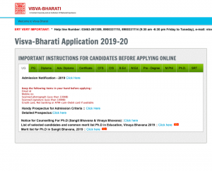 Visva Bharati Admit Card 2023