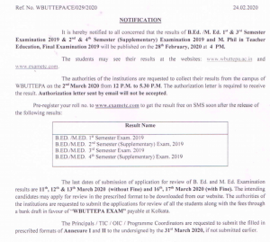 wbuttepa b.ed m.ed result release notice