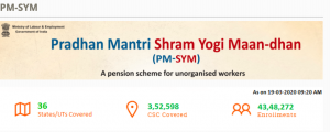 pradhan mantri shram yogi maan dhan yojana registration online how to do through csc pmsym