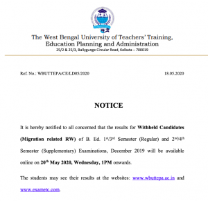 rw result wbuttepa result for withheld candidates