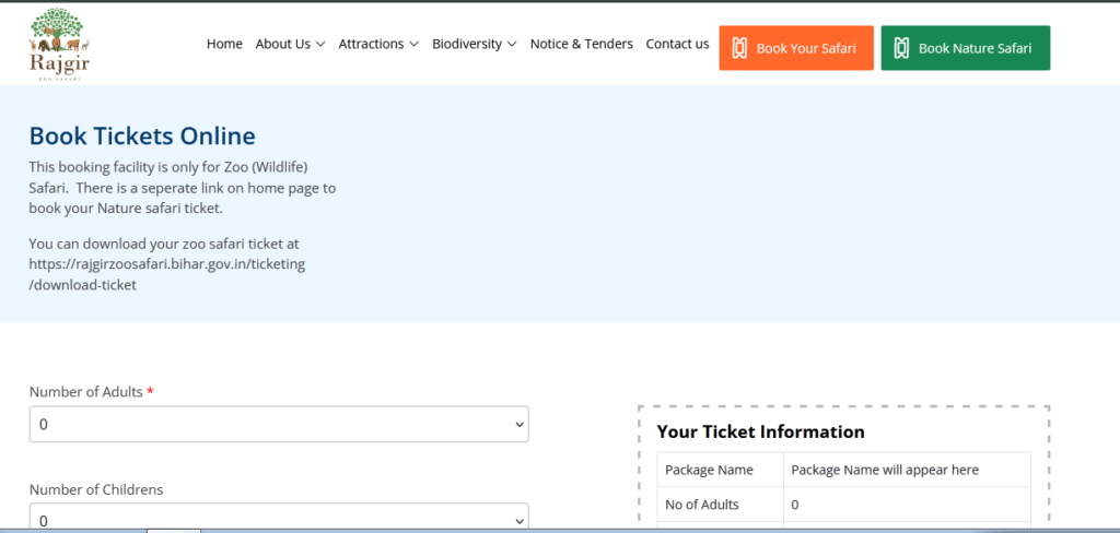Rajgir Zoo Safari Ticket Portal
