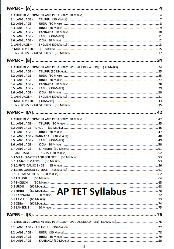 AP TET Syllabus 2024 Exam Pattern Download PDF