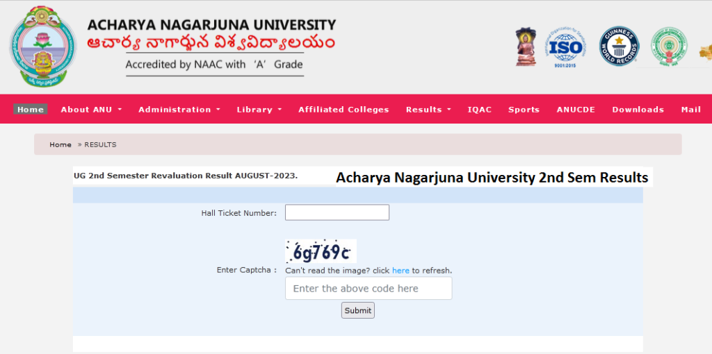 Acharya Nagarjuna University 2nd Sem Results Download Online