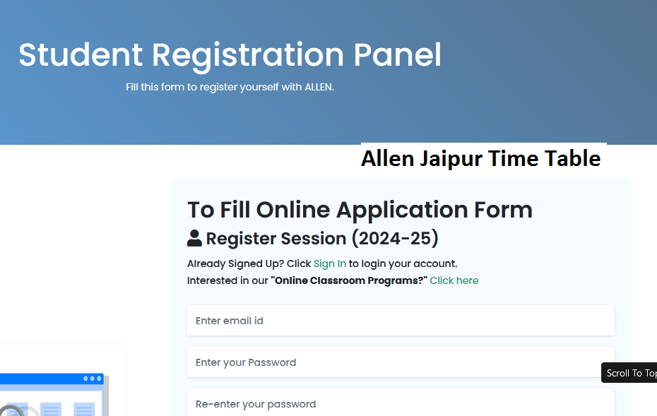 Allen Jaipur Time Table 2024