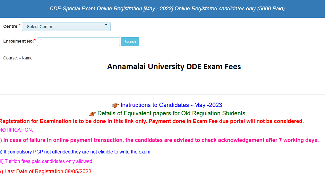 annamalai-university-dde-exam-fees-2023-online-payment-link-out