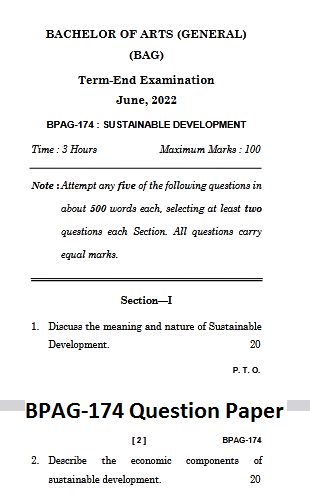 BPAG-174 Question Paper