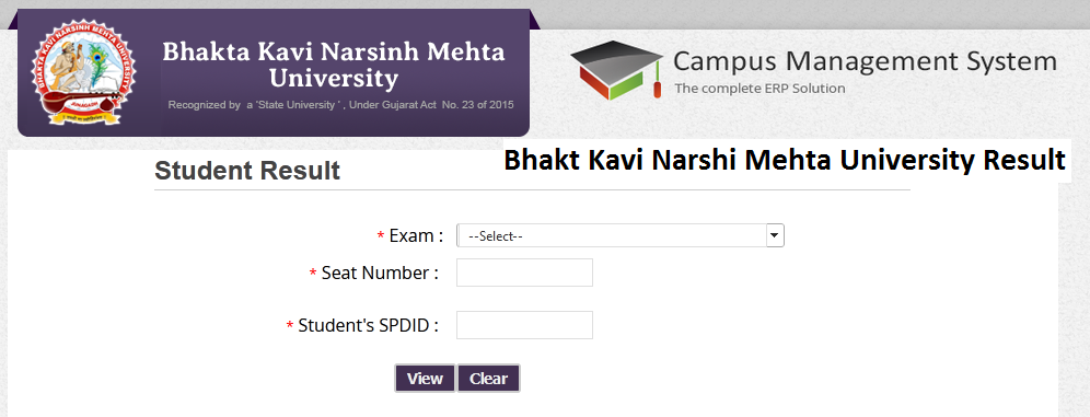 Bhakt Kavi Narshi Mehta University Result Download Online