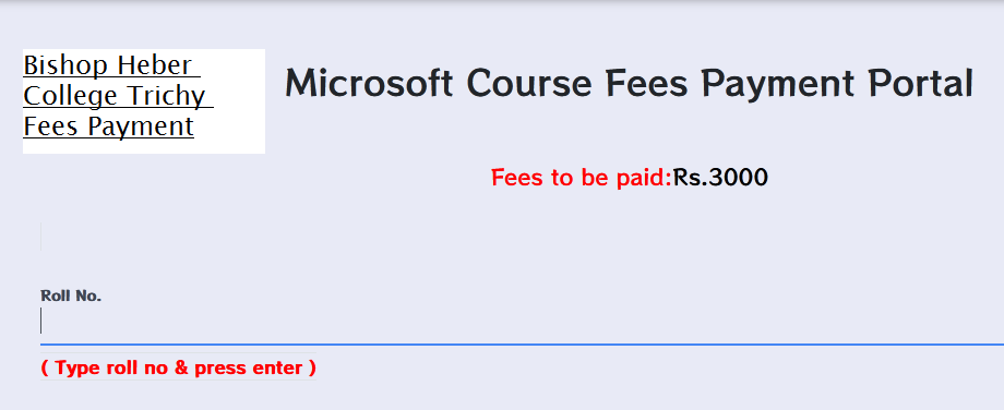 Bishop Heber College Trichy Fees Payment
