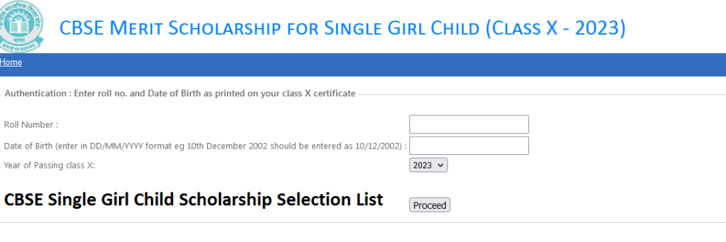 CBSE Single Girl Child Scholarship Selection List