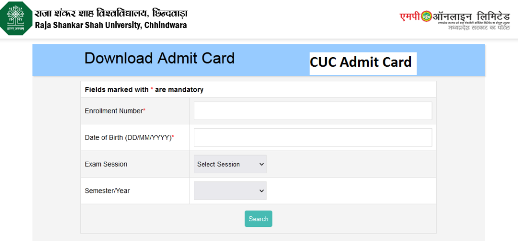 CUC Admit Card 