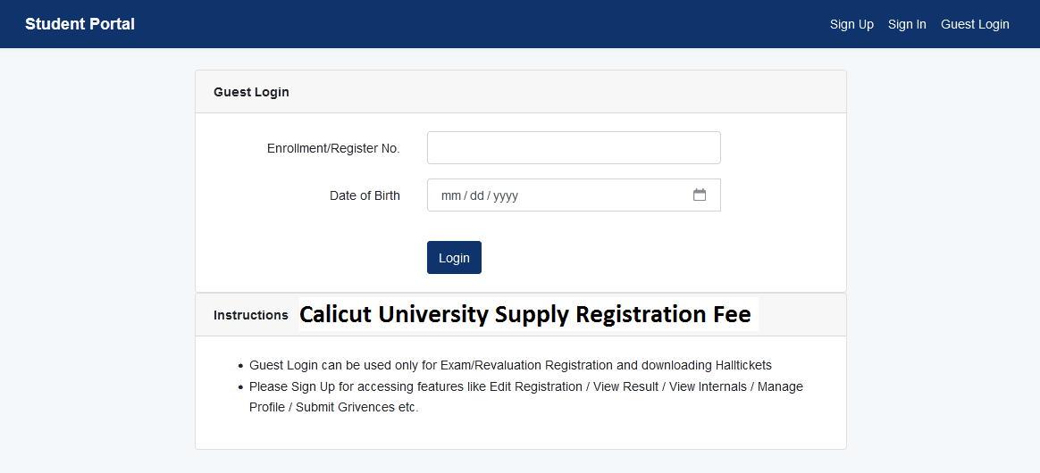Calicut University Supply Registration Fee 2024 Online Pay Link {Out