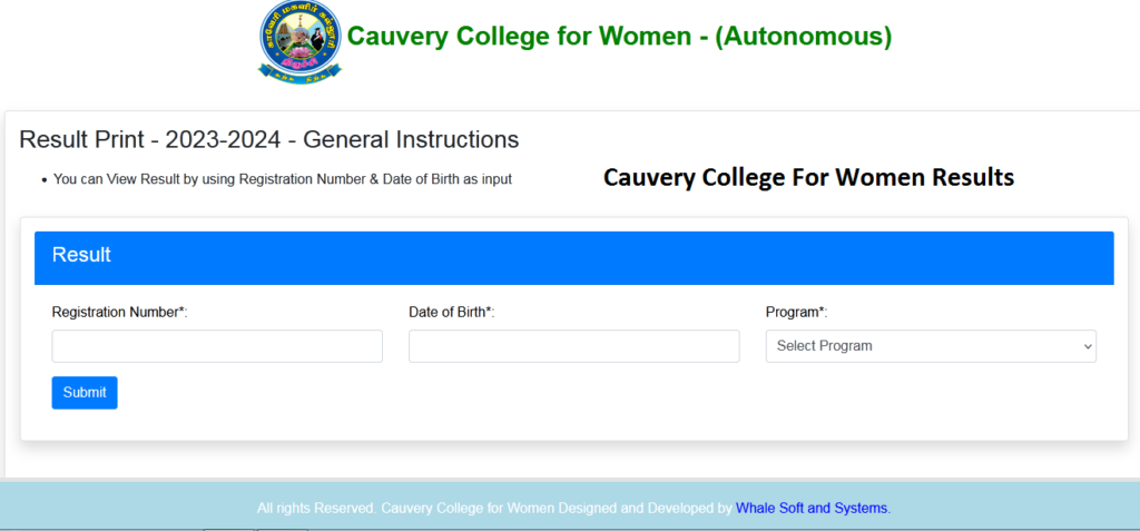  Cauvery College For Women Results 