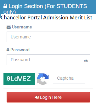 Chancellor Portal Admission Merit List 