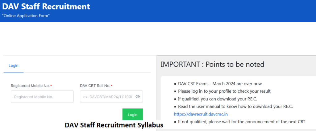 DAV Staff Recruitment Syllabus 2024 {New Version} Download Exam Pattern PDF