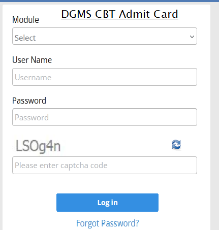 DGMS CBT Admit Card