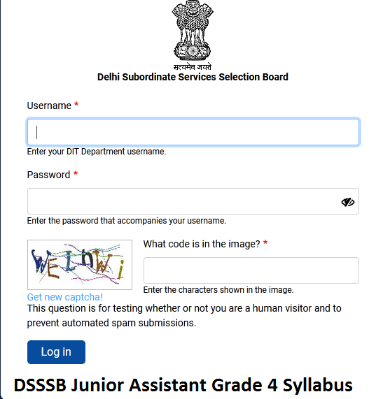 DSSSB Junior Assistant Grade 4 Syllabus Exam pattern Download PDF