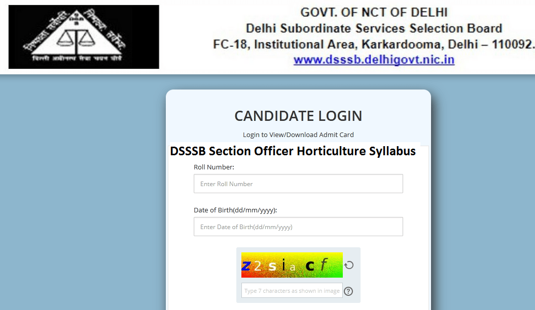 dsssb section officer horticulture syllabus pdf