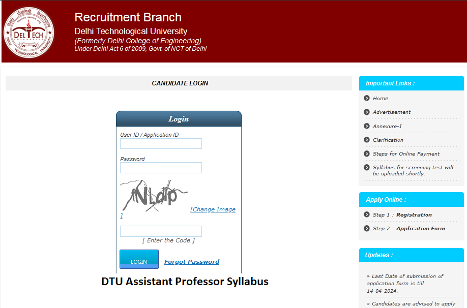 DTU Assistant Professor Syllabus 2024 Exam Pattern Download PDF