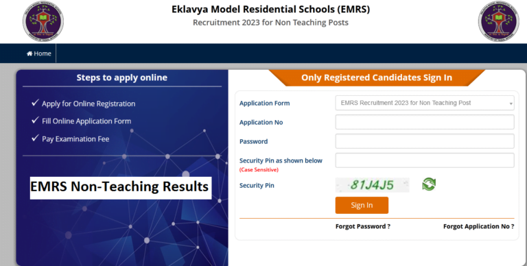 EMRS Non-Teaching Results 2024 Download Cut Off Marks & Merit List