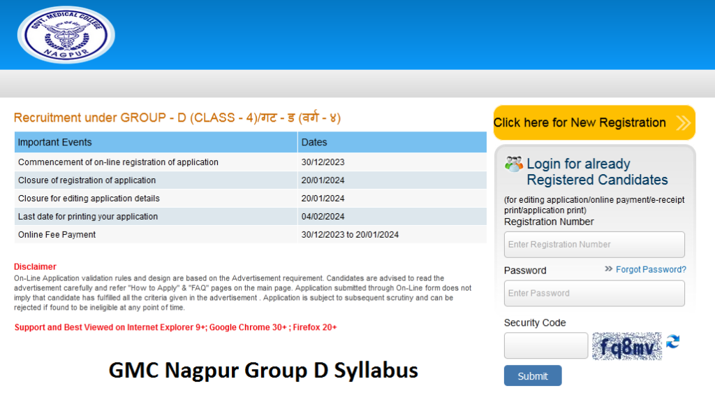 GMC Nagpur Group D Syllabus Exam pattern Download PDF
