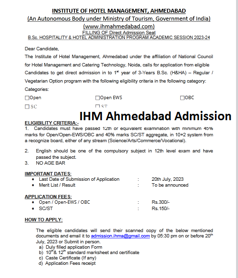 IHM Ahmedabad Admission