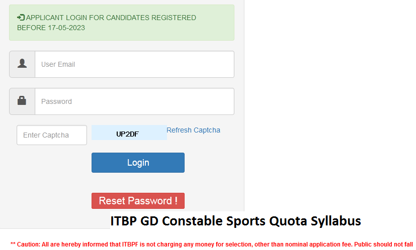 ITBP GD Constable Sports Quota Syllabus