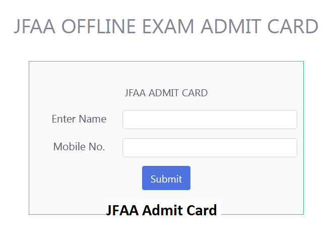 JFAA Admit Card  Portal Download Online