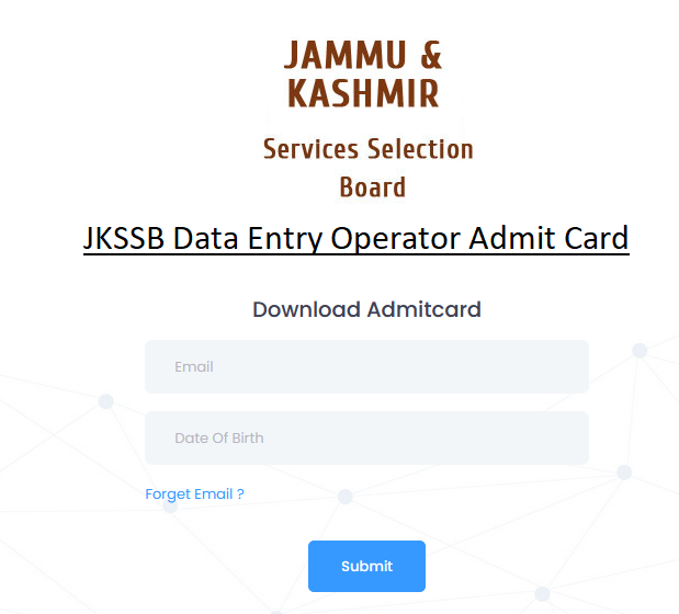 JKSSB Data Entry Operator Admit Card 