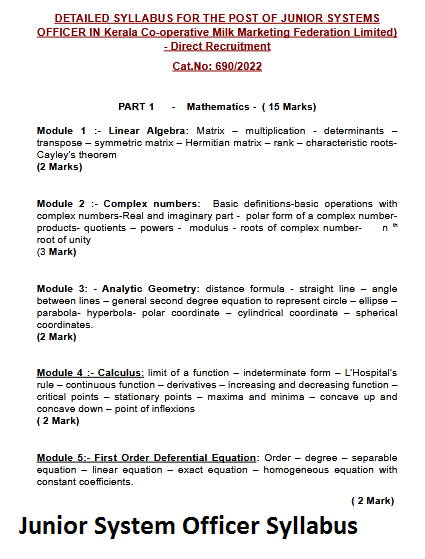 Junior System Officer Syllabus exam pattern Download PDf
