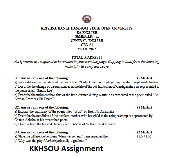 kkhsou assignment answers 2023