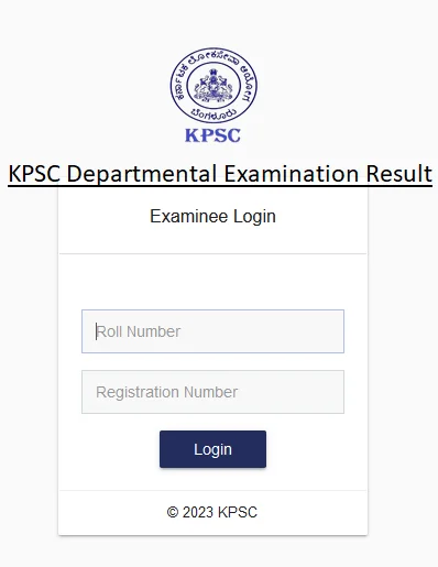 KPSC Departmental Examination Result