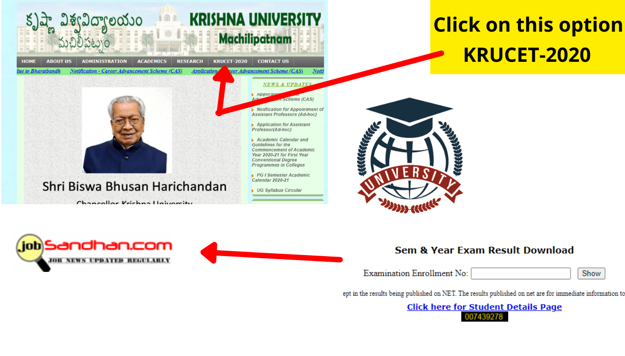 Krishna University Results 2024 ; BA BSC Semester Online exam