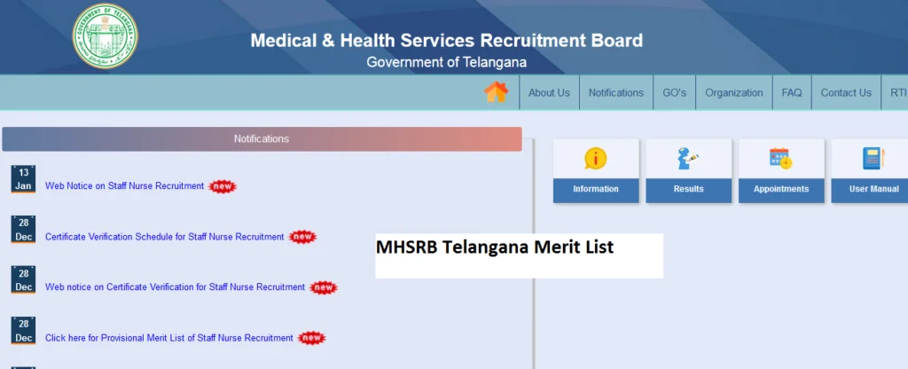 MHSRB Telangana Merit List