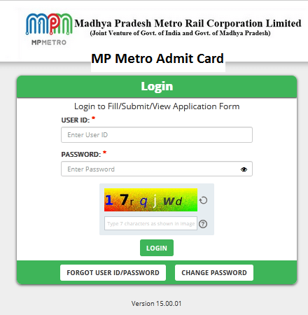 MP Metro Admit Card Download Online