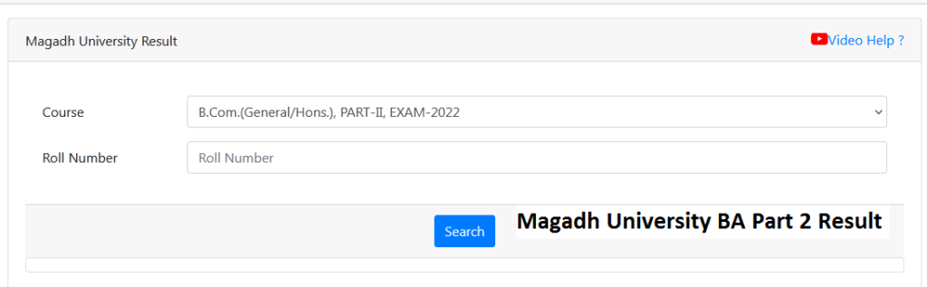 Magadh University BA Part 2 Result Download Online