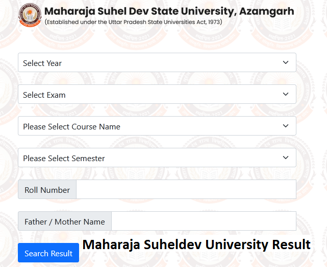 Maharaja Suheldev University Result Download Online