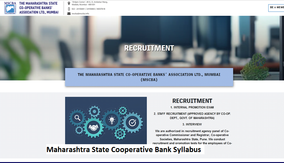 Maharashtra State Cooperative Bank Syllabus 2024 Exam Pattern Download PDF