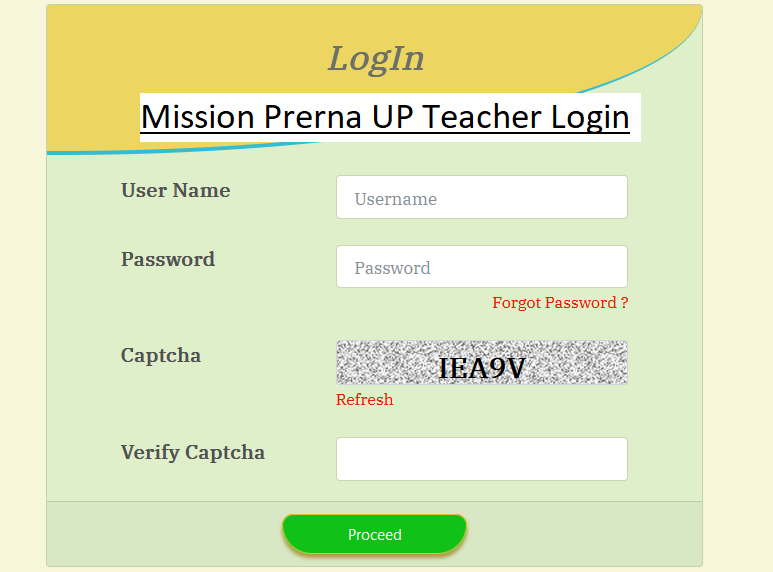 Mission Prerna UP Teacher Login