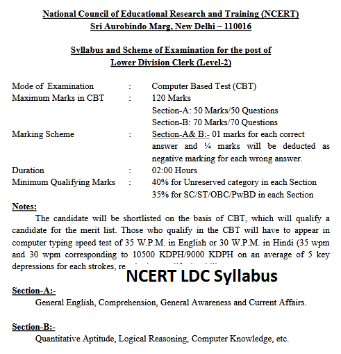 NCERT LDC Syllabus