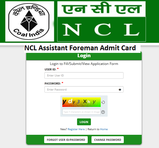 NCL Assistant Foreman Admit Card  Download Online