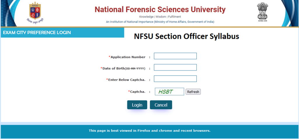 NFSU Section Officer Syllabus
