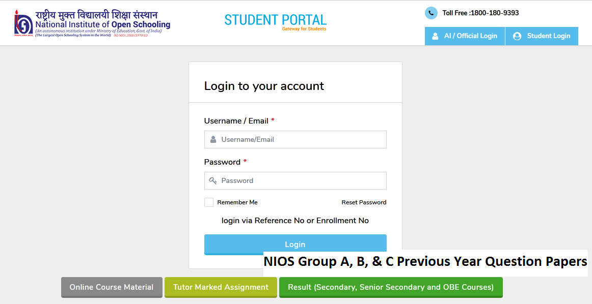 Nios Group A, B, & C Previous Year Question Papers Download Pdf