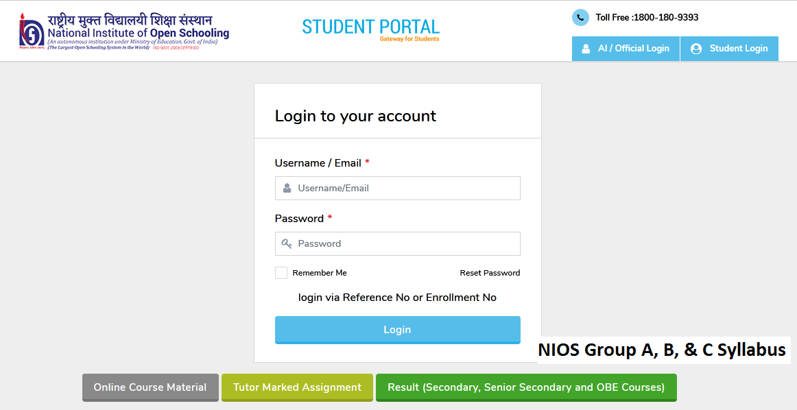 NIOS Group A, B, & C Syllabus 2023 Exam Pattern Download PDF