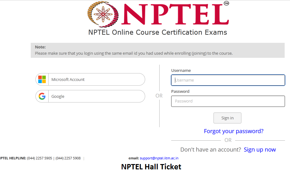 NPTEL Hall Ticket Download Online