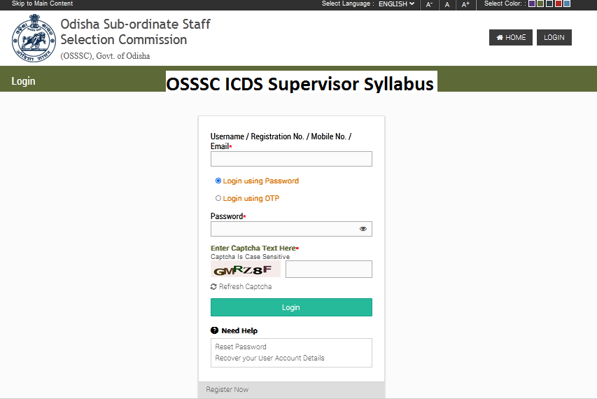 OSSSC ICDS Supervisor Syllabus Download PDf