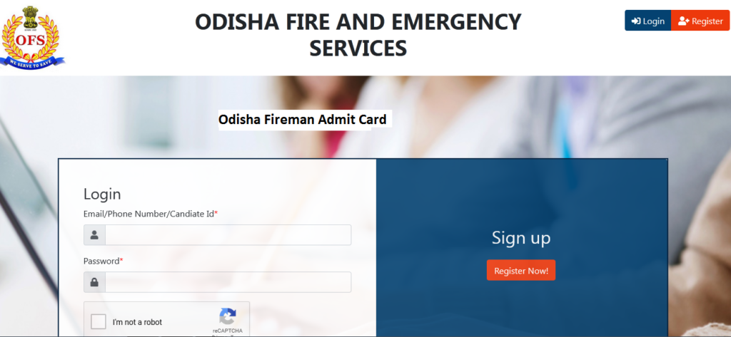 Odisha Fireman Admit Card