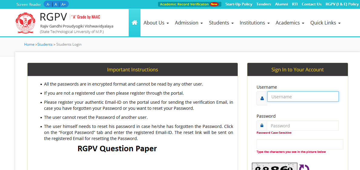 RGPV Question Paper Download PDF Format Online